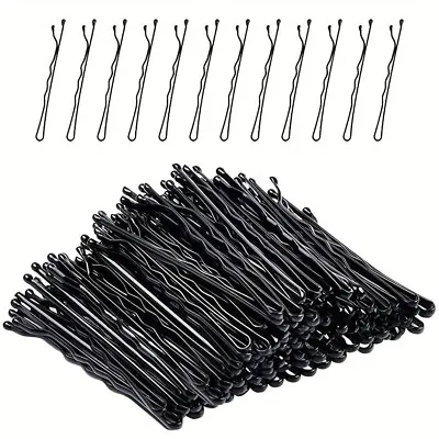 50 Long Large 5.5cm Kirby Hair Grips Clips Bobby Waved Pins Slides Black Brown • £2.69