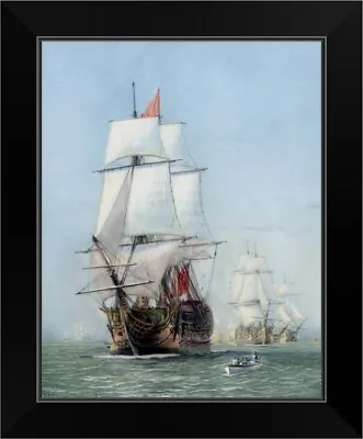 Vintage Print Of HMS Victory Of The Black Framed Wall Art Print Ships & Boats • $54.99
