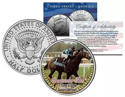 SPECTACULAR BID *Eclipse Award Winner* Racehorse Colorized JFK Half Dollar Coin • $8.95