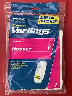 3-Pack Hoover Type Y Vacuum Bags Ultra Care VacBags Allergen Filter • $8.99
