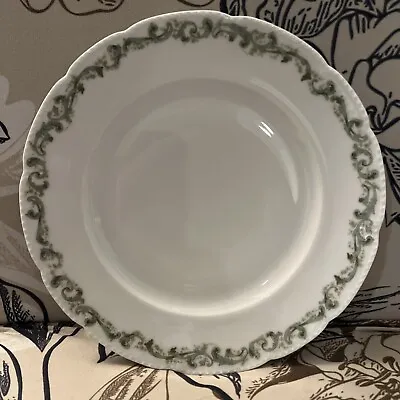 Vintage Limoges Bassett Austria Dinner Plate 9.5  Diameter Green Vine Flowers • $24.29