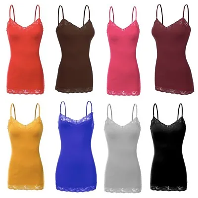 FDPlus Women's Plus Size Basic Long Layering Lace Cami W/Adj Straps 1x/2x/3x • $9.88