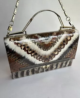 Vintage 1970’s Pheasant Feather Purse Handbag Korea Bird Feathers • $15.48