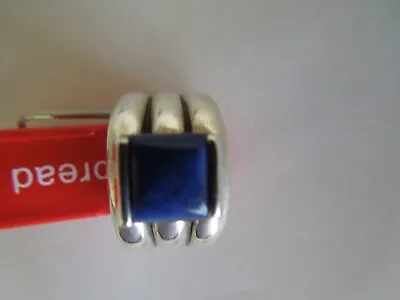 Size 7 - Natural Square DEEP BLUE LAPIS LAZULI Ring - STERLING SILVER • $18.50