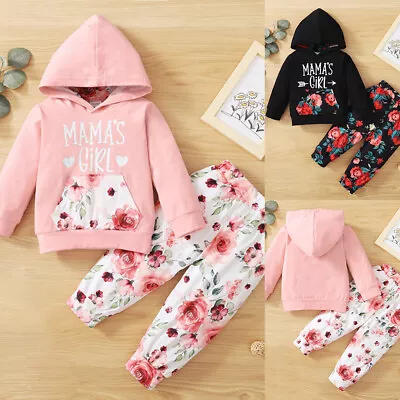 Toddler Baby Girls Floral Hoodies Sweatshirt Pants Tracksuit Outfit Clothes Set • £5.99