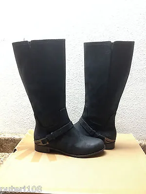 Ugg Channing Ii Black Leather Rider Waterproof Boots Us 7 / Eu 38 / Uk 5.5 • $149.99