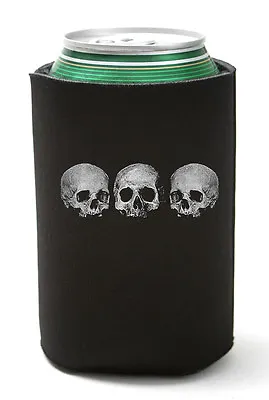 3 Skull Can Koozie Goth Coolie Bottle Cooler Drink Cozy Pirate Punk Metal Three • $5.49