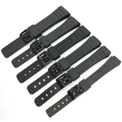 16mm 18mm 20mm New Silicone Watch Strap For Casio W800H Black PU Resin Bracelet • $11.89