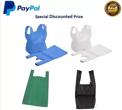 £40.99 • Buy Plastic Carrier Bags Strong Vest Shopping Supermarket Shop Takeaway [all Sizes]