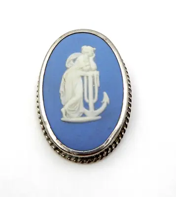 Vintage Wedgwood Blue Jasperware & .925 Sterling Silver Brooch Or Pin • $29.99