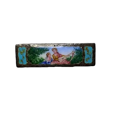 Antique Beautiful Enamel And 800 Silver Italian Lipstick Holder Compact • $124.99