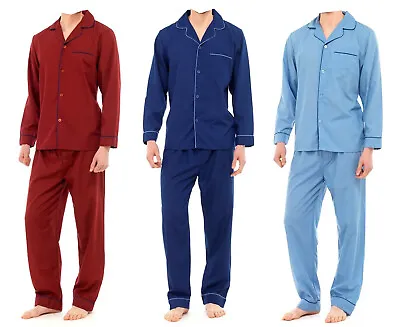 Mens Traditional Pyjamas Set Plain Pj Nightwear Lounge Wear Top Pants Trousers • £8.99