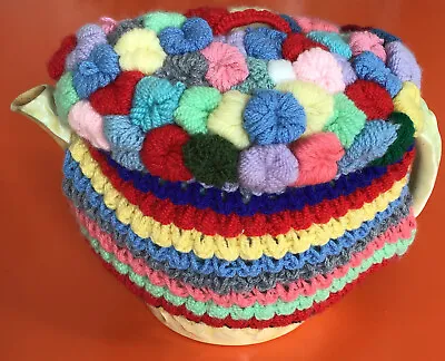£16 • Buy Vintage Retro Handmade Knitted Wool Crocheted Tea Cosy Flowers Colourful Kitsch