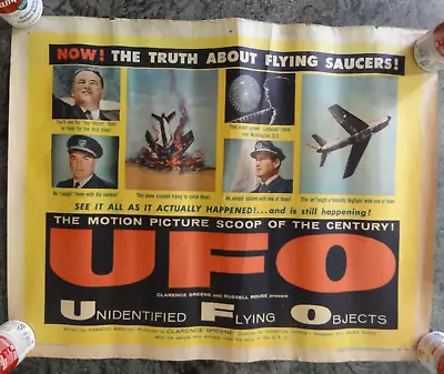 UFO Motion Picture Scoop Of Century 1/2 Sheet Movie Poster 1956 Sci-Fi 22 X27.5  • $32.79