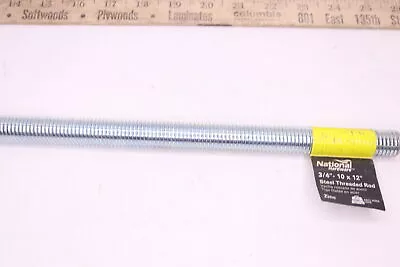 National Hardware Threaded Rod In Zinc Plated Steel 3/4 -10 X 12  N179-374 • $9.88