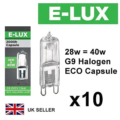 £5.49 • Buy 10 X G9 28w=40w DIMMABLE E-LUX ECO HALOGEN ENERGY SAVING Lamp Bulb Capsule 240V