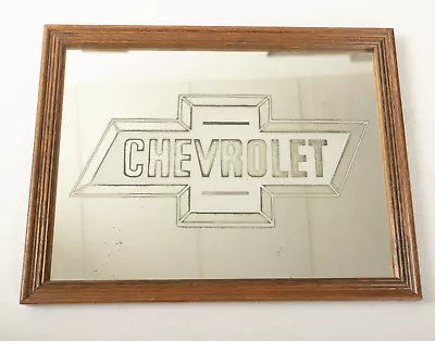 Vintage Chevrolet Bowtie Mirror (O2L) Dealership Office (JSF6) Framed Glass Car • $89.95