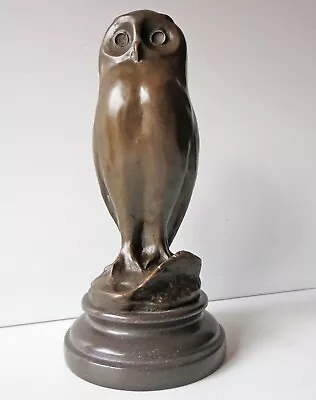 Art Deco BRONZE OWL On MARBLE BASE Milo Sculpture • $200