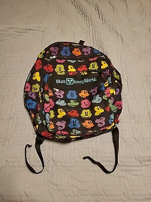 Walt Disney World Parks Rainbow Mickey Mouse Faces Large Backpack Carry On Bag • $14.95