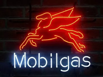 Mobilgas Pegasus Flying Horse Mobil Gas Oil 17 X14  Neon Sign Light With Dimmer • $149.99