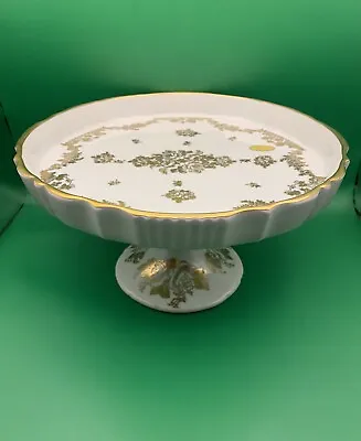 Vtg Limoges Porcelain Gold Floral Pedestal Tart Dessert Stand 9.25” France • $39.20