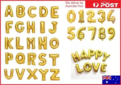 $1 • Buy 16  Gold Foil Balloons Alphabet Letter Number Birthday Party Wedding 16 Inch