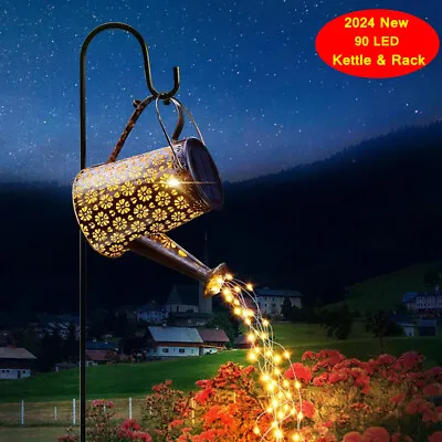 2024 NEW Solar Watering Can 90 LED String Light Outdoor Art Lamp Garden Ornament • £6.63