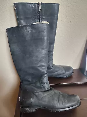 Ugg Australia Broome Tall Leather Riding Boots Black Size 9 • $79