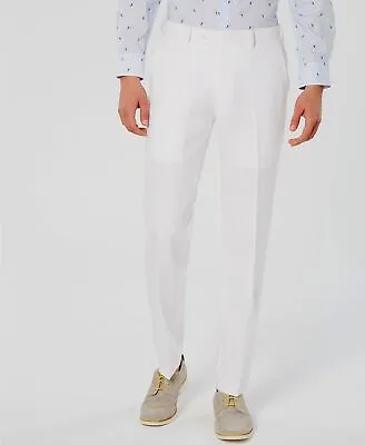 $120 Bar III Men's White Slim-Fit Linen Suit Trousers Dress Pants Size 30W 30L • $38.38