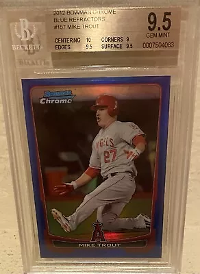 MIKE TROUT 2012 Bowman Chrome Blue Refractor /250 Graded 9.5 • $599