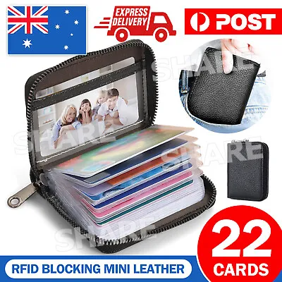 22 Card Wallet Business Case Purse Mini Leather Credit Card Holder RFID Blocking • $6.45