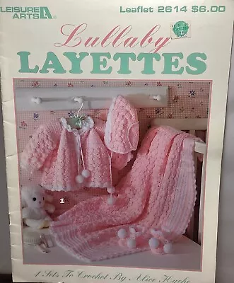 Lullaby Layettes Crochet Pattern Leaflet ~ 4 Sets Sweater Bonnet Booties Afghan • $6.95