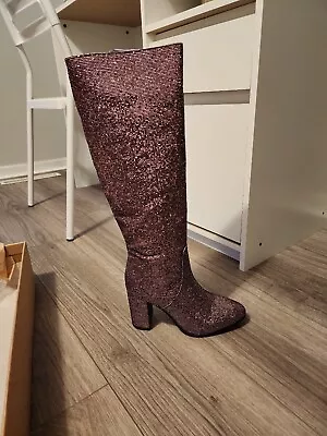 UO Isabel Tall Boot Pink Glitter • $100