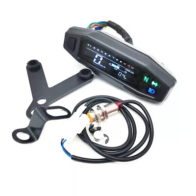 Motorcycle Odometer Speedometer LCD Digital Tachometer KM/H Indicator W/Bracket • $42.20