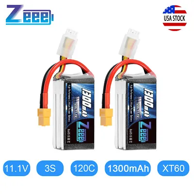 2PCS Zeee 3S Graphene LiPo Battery 1300mAh 120C 11.1V XT60 For RC FPV Quad Drone • $27