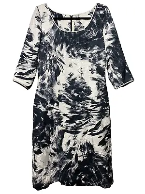 Naeem Khan 3/4 Sleeve Scoop Neck Matelasse Printed Dress Women's 12 Sheath • $199.99