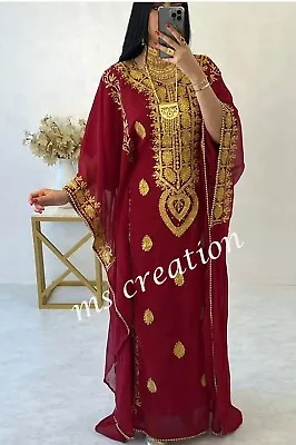 Sale New Moroccan Dubai Kaftans Farasha Abaya Dress Wedding Fancy Long Gown 41 • $57.32