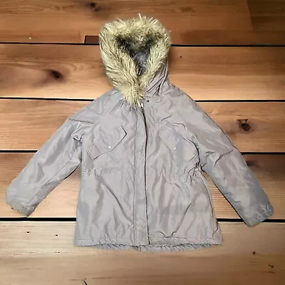 H&M Gray Winter Parka Coat Puffer Jacket With Faux Fur Hood Size Small Women's • $11.99