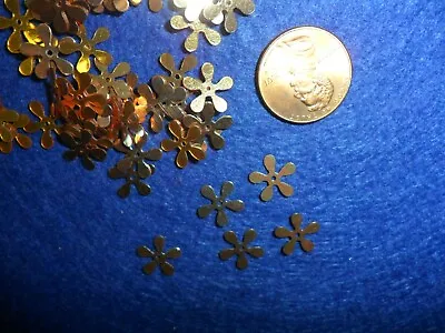 Gold Metallic Flower Shaped Sequins - Made In France - Vintage • $2.99