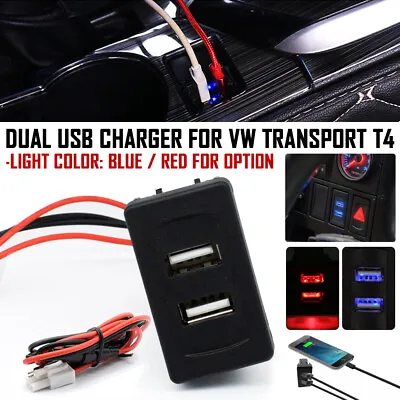 Car Dual Phone USB Charger 2.1A Light 2 Ports Phone Socket For VW Transporter T4 • $11.50