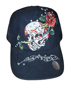 Ed Hardy Hat Skull And Rose Snap Back High Top Trucker Cap • $30