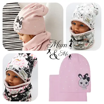 Girls Hats And Scarves Kids Hat With Scarf Fleece Lining Warm Set Winter • £12.99