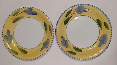 Maxam Mediterranean Italy Dinner Plates - 2 - 10.25  Plates Floral Yellow Blue  • $30