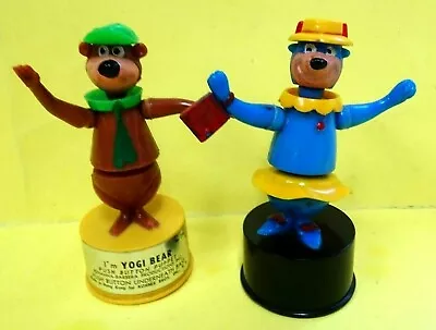 RARE Vintage Kohner Yogi & Cindy Bear Plastic Push Puppets 4  Tall-Nice Shape • $74.99