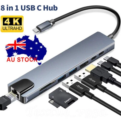 $30.69 • Buy Laptop USB C Hub 8 In 1 USB C To HDMI Multiport Dongle Adapter 4K HDMI USB 3.0