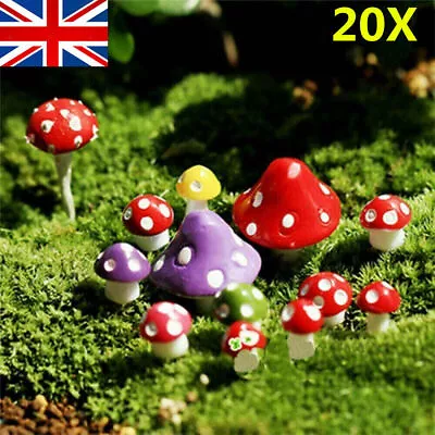 20Pcs Mushroom Fairy Garden Miniatures Accessories Craft DIY Micro Landscape UK • £3.41