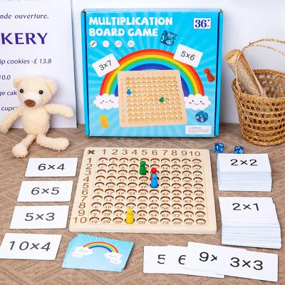 Math Multiplication Board Wooden Counting Board Game Interactive Math Counting۩ • $20.99