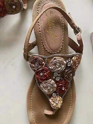 Anthropologie Miss Albright Nigella Sandals With Floral Accents Size 7.5 • $29.95