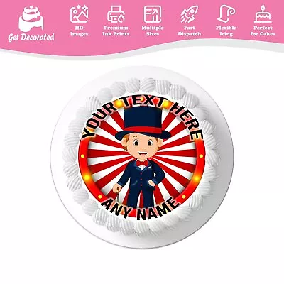 Showman Circus Boy Personalised Cake Icing Topper Edible Cupcake Decoration • £9.99