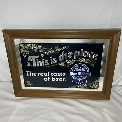 Vintage Pabst Blue Ribbon 20X14  This Is The Place Bar Mirror 1984 • $75